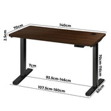 Oikiture Standing Desk Dual Motor Adjustable 140cm Black&Walnut