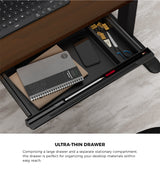 Oikiture 140cm Electric Standing Desk with Drawer Adjustable Black Walnut - Top-Down View