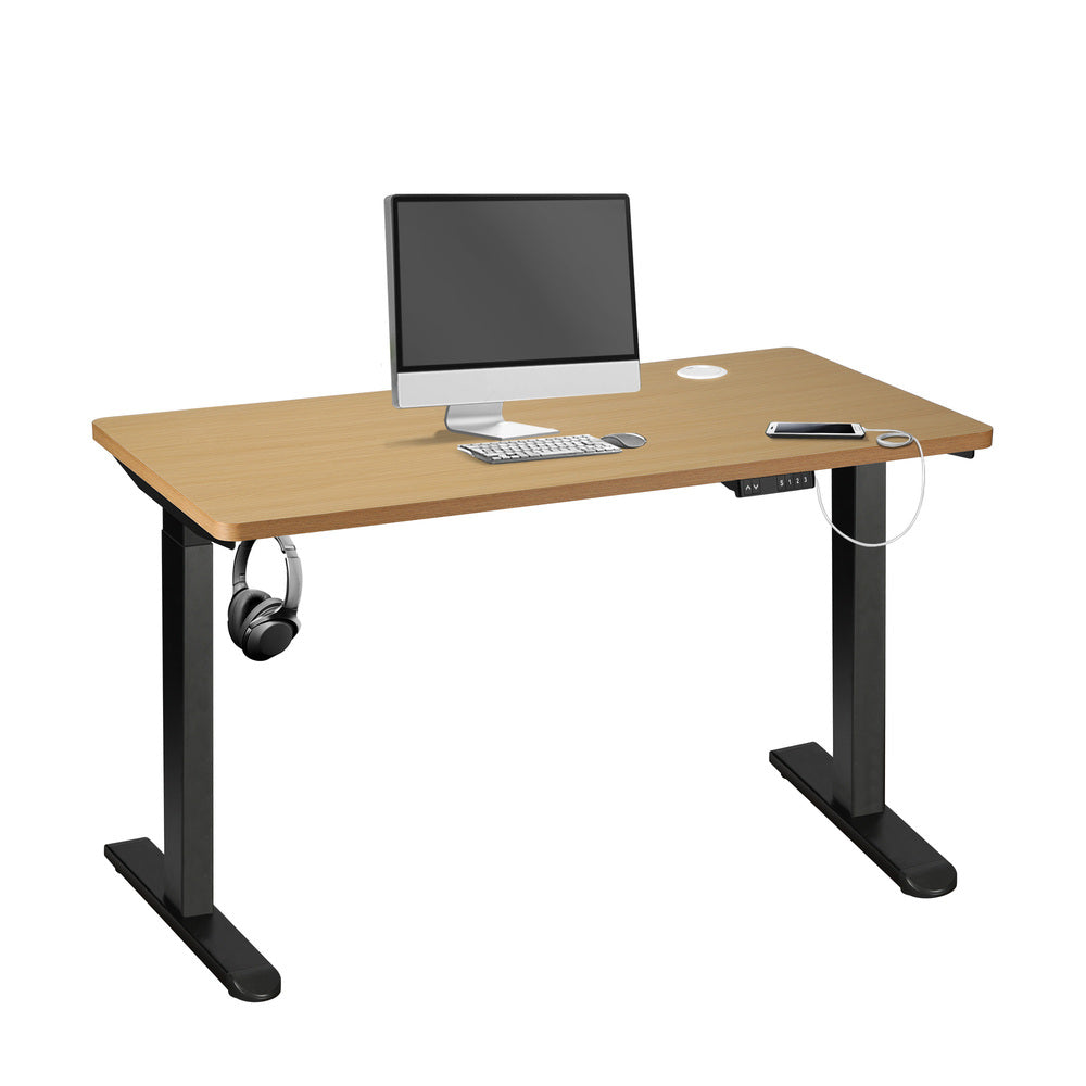 Oikiture Standing Desk Dual Motor Adjustable 150cm Black&Oak