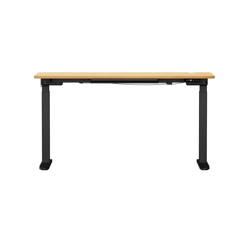 Oikiture 150cm Electric Standing Desk with Drawer Adjustable Black Oak