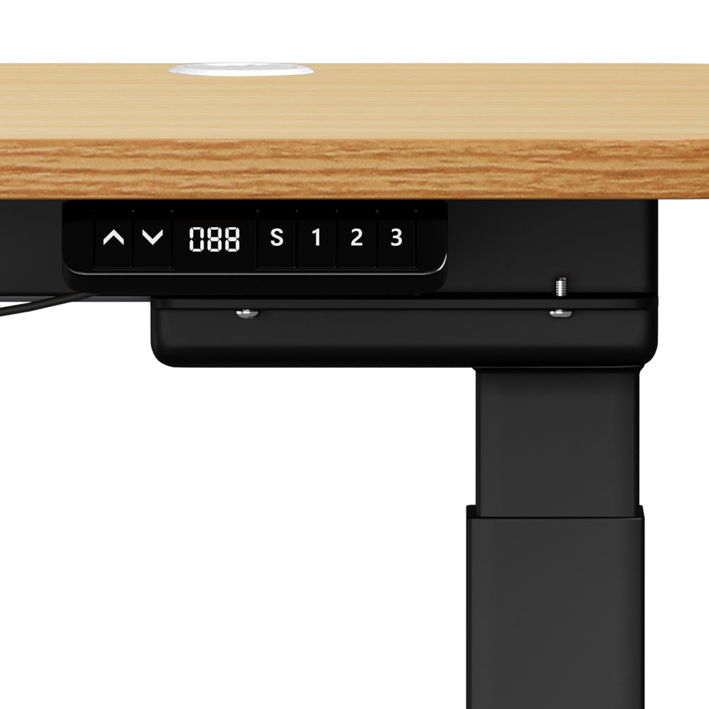 Oikiture 150cm Electric Standing Desk with Drawer Adjustable Black Oak