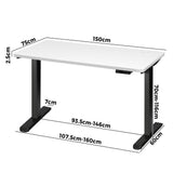 Oikiture Standing Desk Dual Motor 150cm Black&White