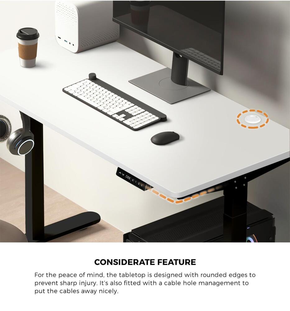 Oikiture Standing Desk Dual Motor 150cm Black&White