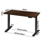 Oikiture Standing Desk Dual Motor 150cm Black&Walnut