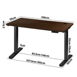 Oikiture Standing Desk Dual Motor 150cm Black&Walnut - 45-Degree Angle