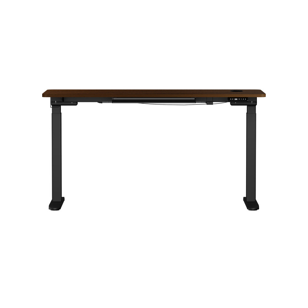 Oikiture 150cm Electric Standing Desk with Drawer Adjustable Black & Walnut