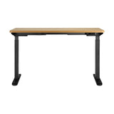 Oikiture Sit-Stand Desk Height Adjustable Desk Black&Oak - Close-Up Angle