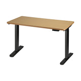 Oikiture Sit-Stand Desk Height Adjustable Desk Black&Oak - Top-Down View