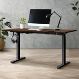 Oikiture Sit-Stand Desk Height Adjustable Desk Black&Walnut