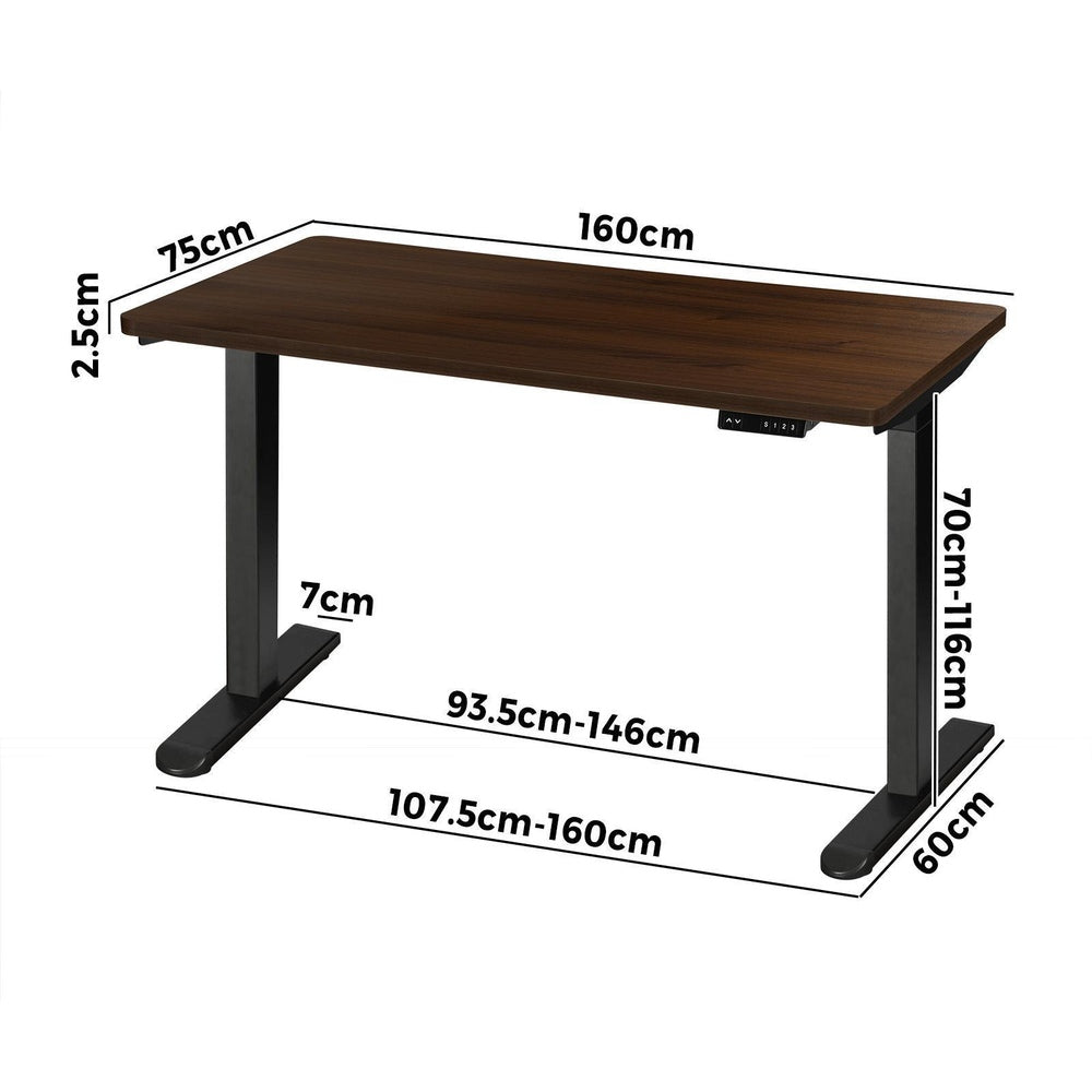 Oikiture Sit-Stand Desk Height Adjustable Desk Black&Walnut