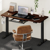Oikiture 160cm Electric Standing Desk with Drawer Adjustable Black Walnut