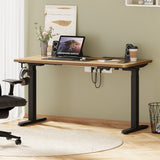 Oikiture Standing Desk Wireless Charging Dual Motor 140CM Black&Oak