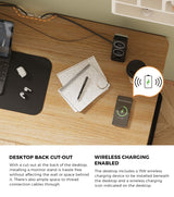 Oikiture Standing Desk Wireless Charging Dual Motor 140CM Black&Oak - Side View