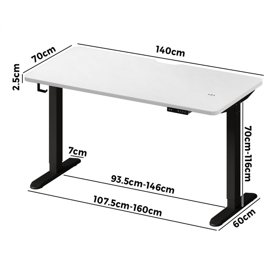 Oikiture Standing Desk Dual Motor 140cm Black & White
