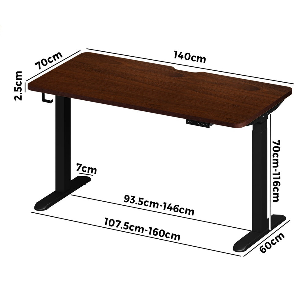 Oikiture Standing Desk Wireless Charging Dual Motor 140CM Black&Walnut