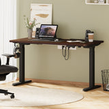 Oikiture Standing Desk Wireless Charging Dual Motor 140CM Black&Walnut - Rear View