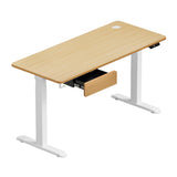 Oikiture 150cm Electric Standing Desk with Drawer Adjustable Oak White
