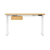 Oikiture 150cm Electric Standing Desk with Drawer Adjustable Oak White - 45-Degree Angle