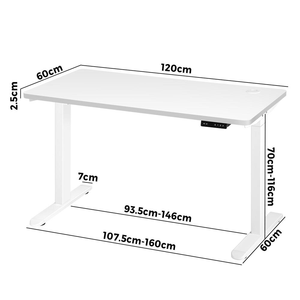 Oikiture Standing Desk Dual Motor Adjustable 120cm White
