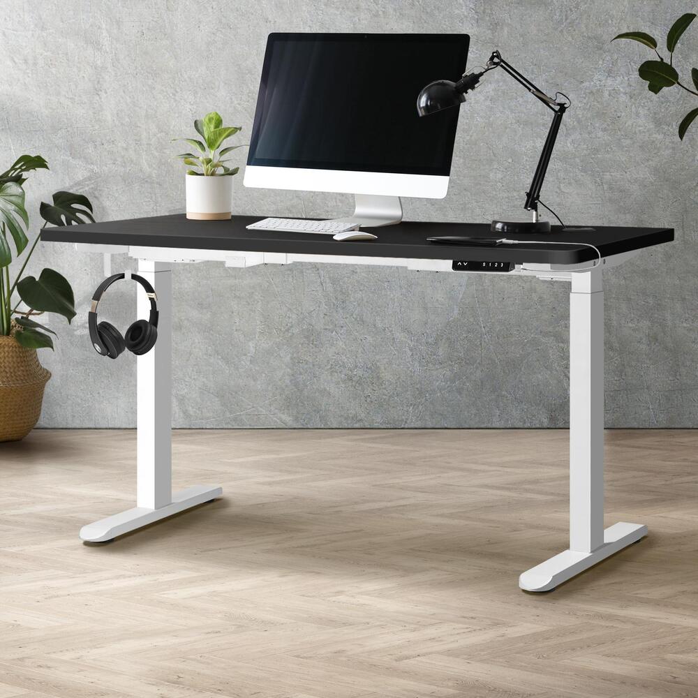 Oikiture Standing Desk Dual Motor Adjustable 140cm Walnut&Black