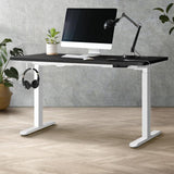 Oikiture Standing Desk Dual Motor Adjustable 140cm Walnut&Black - Rear View