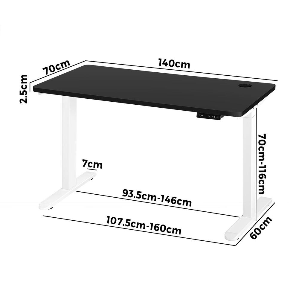 Oikiture Standing Desk Dual Motor Adjustable 140cm Walnut&Black