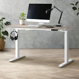 Oikiture 140cm Electric Standing Desk Dual Motor White&Grey-Oak - Side View