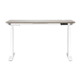 Oikiture 140cm Electric Standing Desk Dual Motor White&Grey-Oak - Rear View