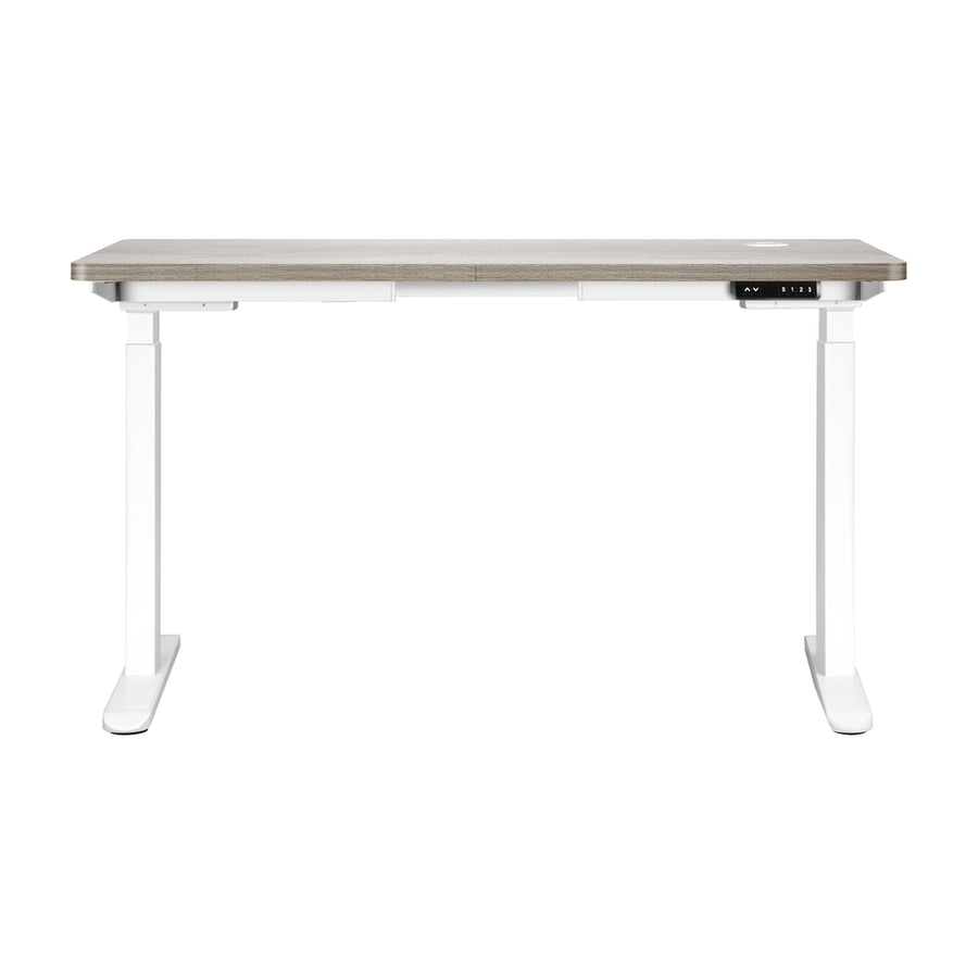Oikiture 140cm Electric Standing Desk Dual Motor White&Grey-Oak, image 6