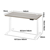 Oikiture 140cm Electric Standing Desk Dual Motor White&Grey-Oak