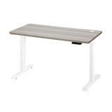 Oikiture 140cm Electric Standing Desk Dual Motor White&Grey-Oak - Front View