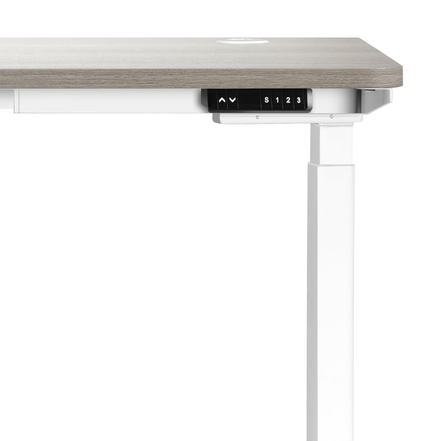 Oikiture 140cm Electric Standing Desk Dual Motor White&Grey-Oak, image 4