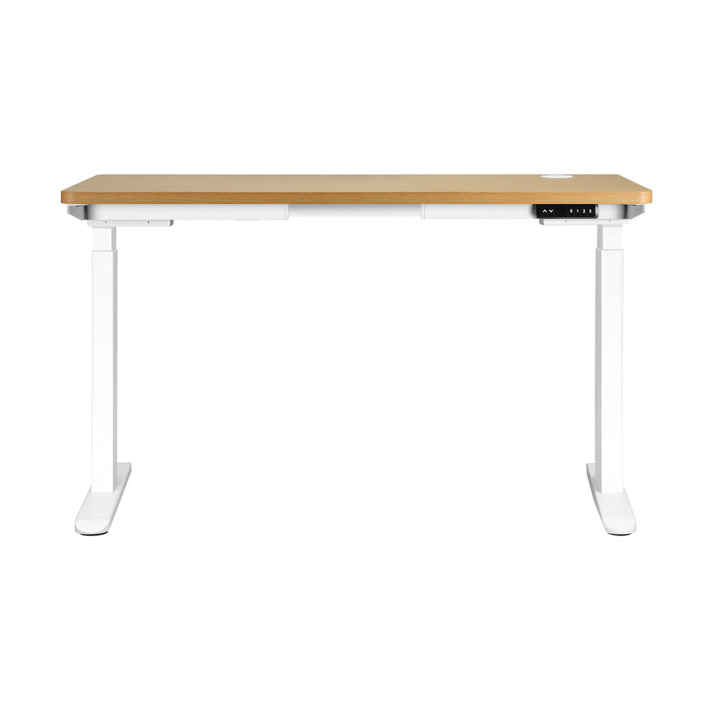 Oikiture Standing Desk Dual Motor Adjustable 140cm White&Oak