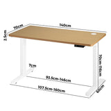 Oikiture Standing Desk Dual Motor Adjustable 140cm White&Oak - Side View