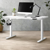 Oikiture Standing Desk Dual Motor Adjustable 140cm White - Side View