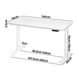 Oikiture Standing Desk Dual Motor Adjustable 140cm White