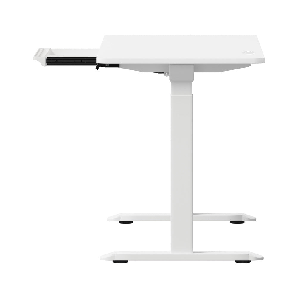 Oikiture 140cm Electric Standing Desk with Drawer Adjustable White