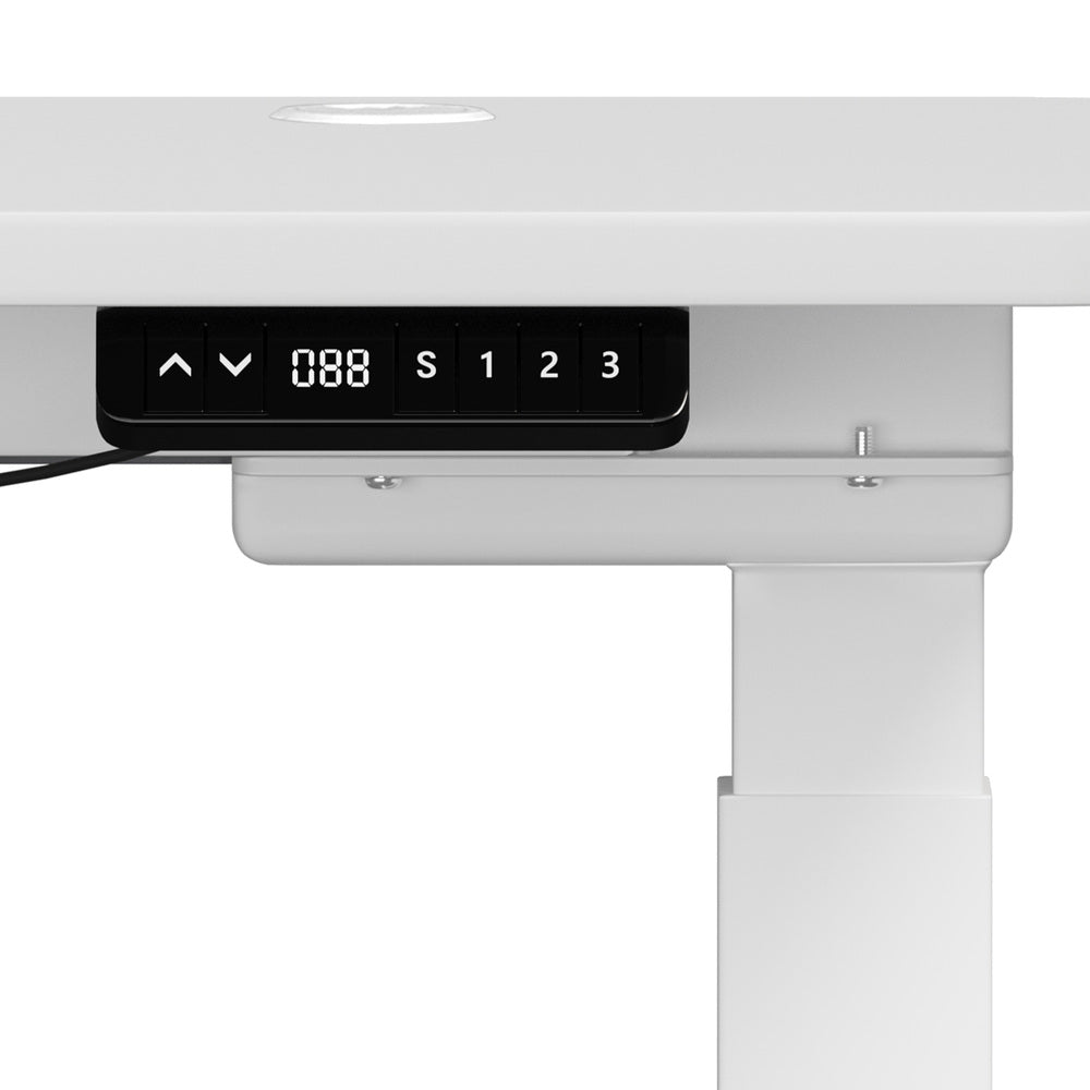 Oikiture 140cm Electric Standing Desk with Drawer Adjustable White