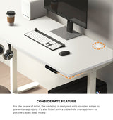 Oikiture 140cm Electric Standing Desk with Drawer Adjustable White - Low Angle