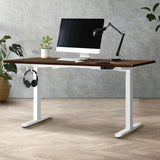 Oikiture Standing Desk Dual Motor Adjustable 140cm White&Walnut
