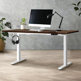 Oikiture Standing Desk Dual Motor Adjustable 140cm White&Walnut - Side View