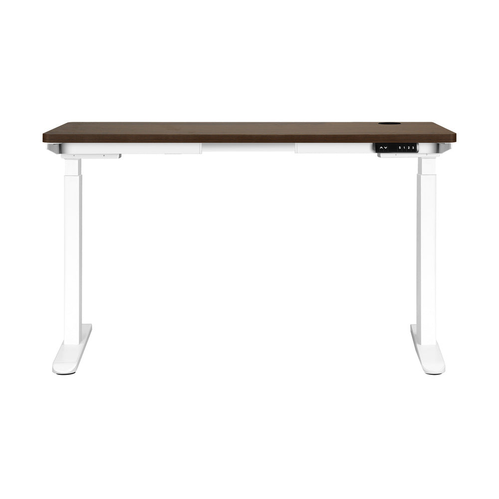 Oikiture Standing Desk Dual Motor Adjustable 140cm White&Walnut