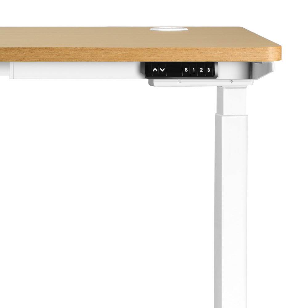 Oikiture Standing Desk Dual Motor Adjustable Motorised White&Oak 150cm