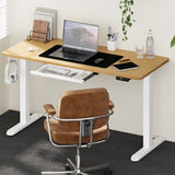 Oikiture 150cm Electric Standing Desk with Drawer Adjustable White & Oak - Extra Image