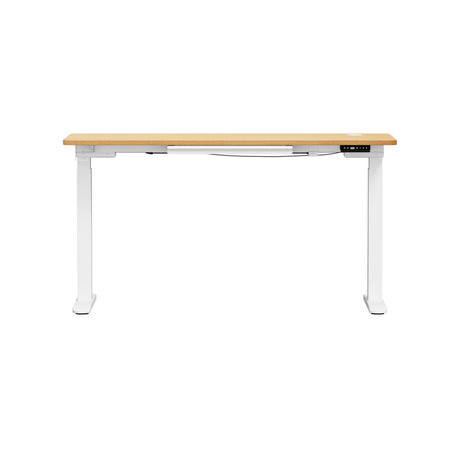 Oikiture 150cm Electric Standing Desk with Drawer Adjustable White Oak