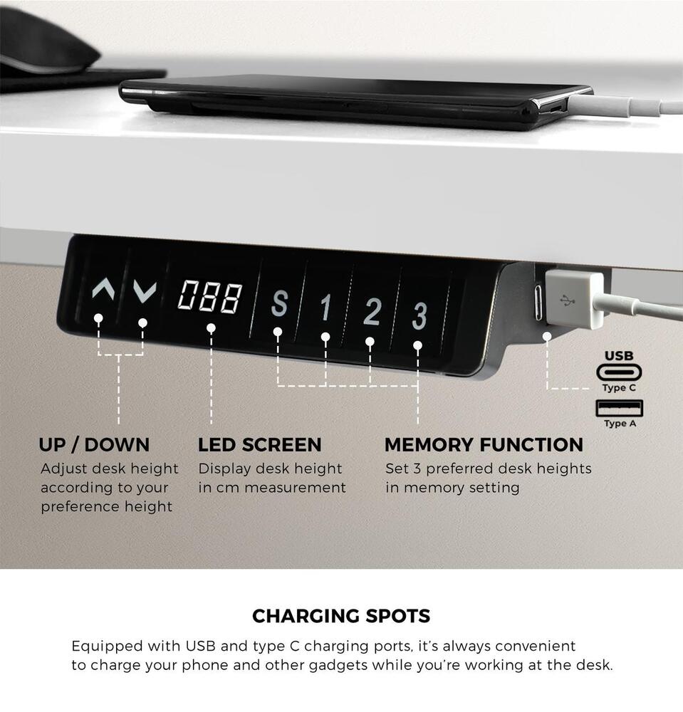 Oikiture Standing Desk Dual Motor Adjustable 150cm White