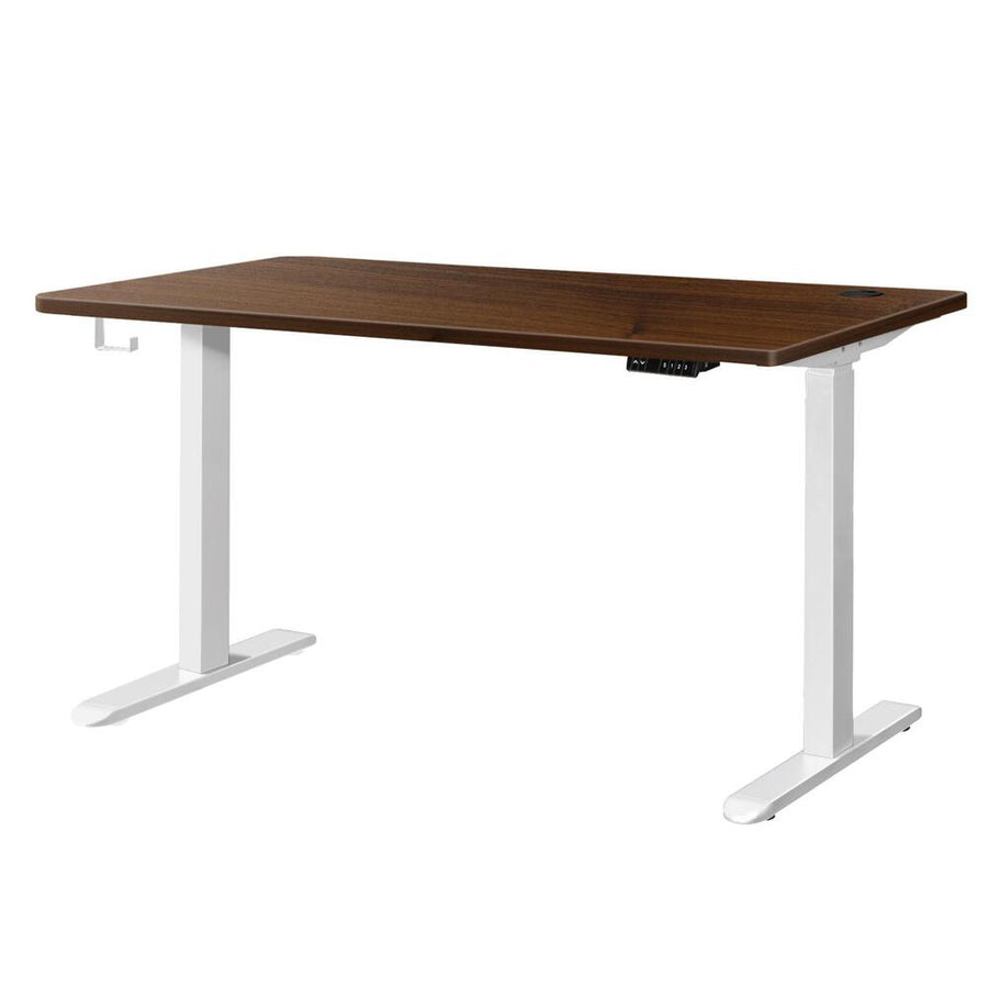 Oikiture Standing Desk Dual Motor Adjustable 150cm White&Walnut