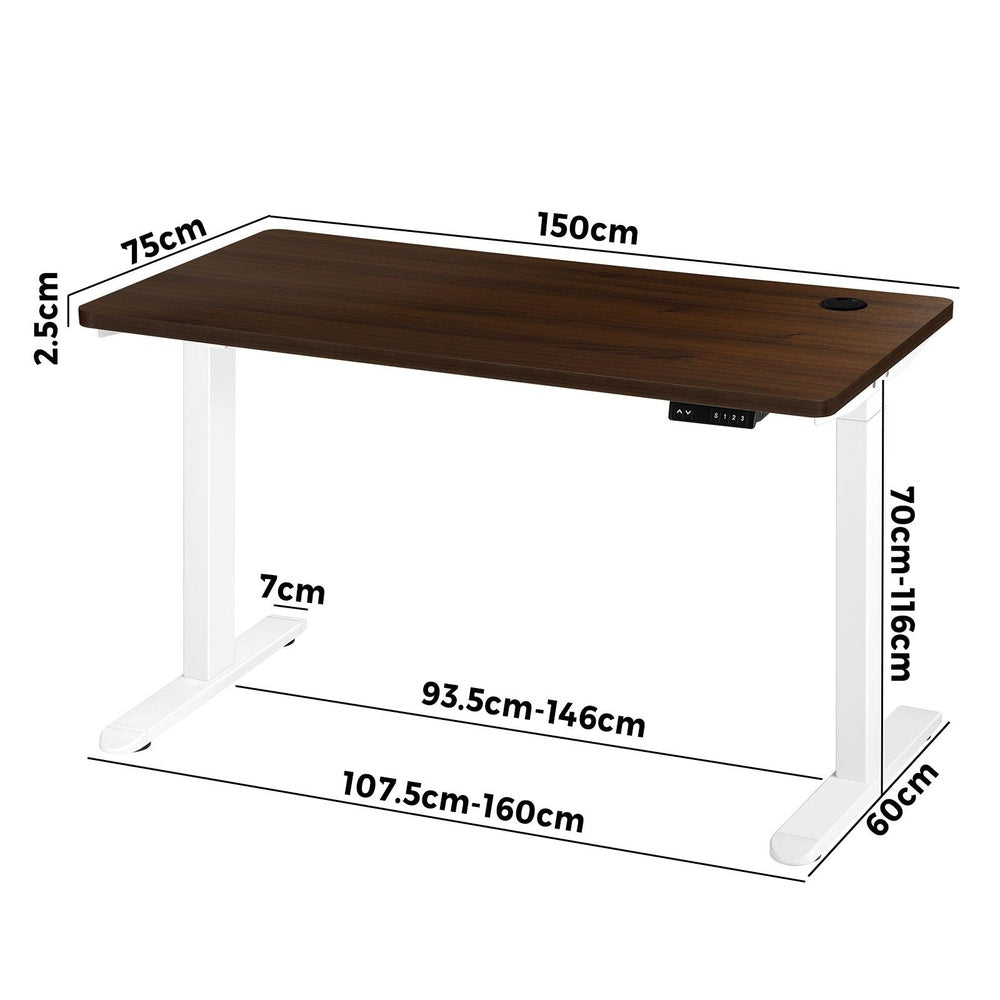 Oikiture Standing Desk Dual Motor Adjustable 150cm White&Walnut