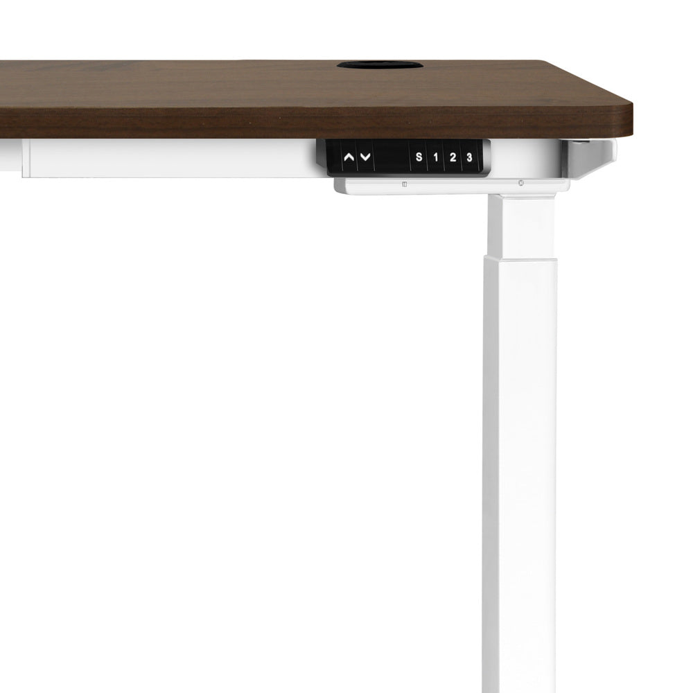 Oikiture Standing Desk Dual Motor Adjustable 150cm White&Walnut