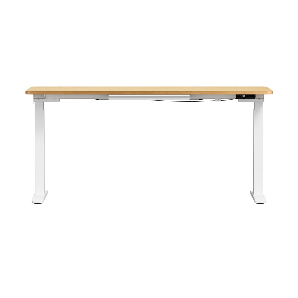 Oikiture 160cm Electric Standing Desk with Drawer Adjustable White Oak